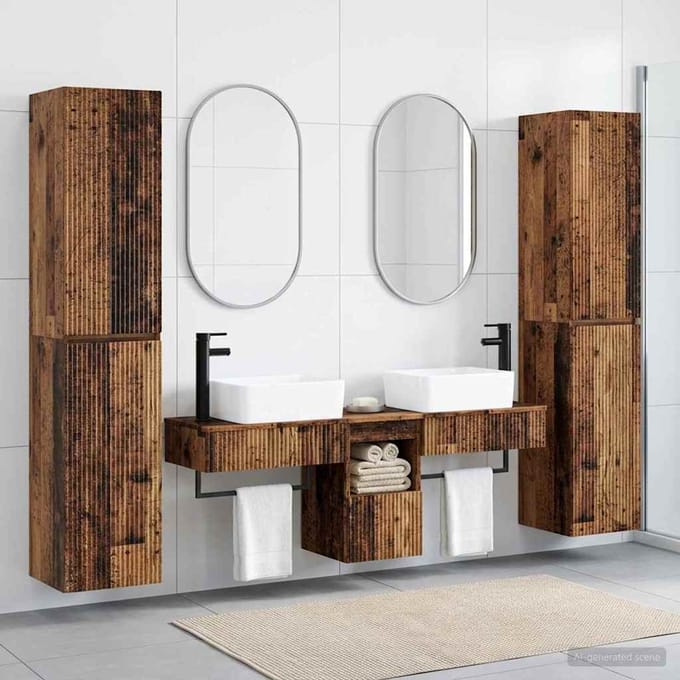 vidaXL - Badkamermeubel - Set - 5 - st - Oud - hout - 33 - x - 34,5 - x - 160 - cm