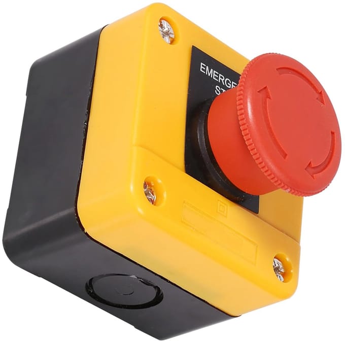 Noodstopschakelaar - Drukknop Schakelaar - Industrieel Gebruik - Compact en Responsief - 67x67x50mm - Rood