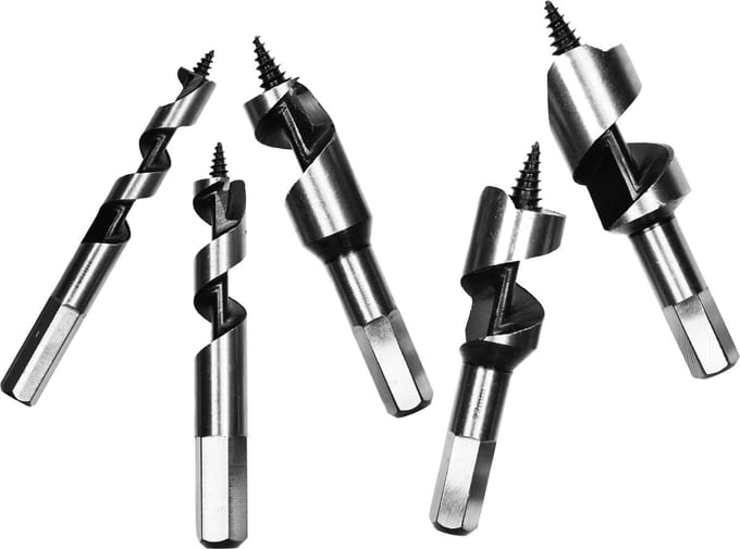 Set van 5 korte slangenboren (10, 13, 19, 22 en 25 mm, 10 cm lengte)