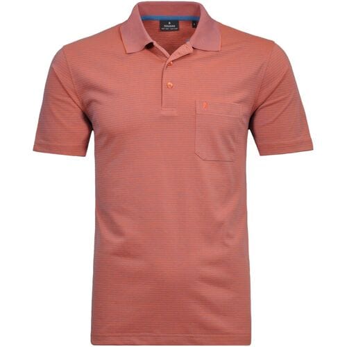 Ragman Polo Softknit Fine Stripe Easy Care Melon / male