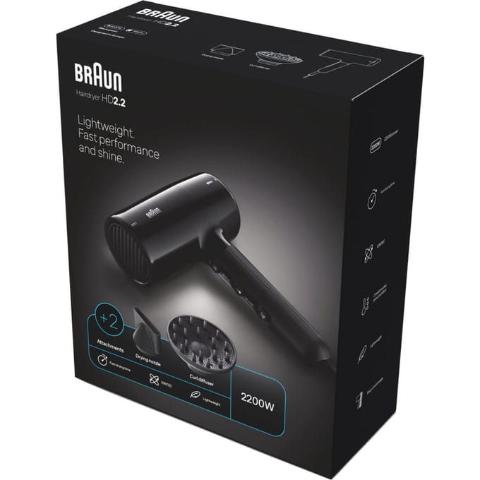 Braun HD2.2 Föhn BRHD225E - 2200W - Lichtgewicht haardroger - Föhn inclusief diffuser