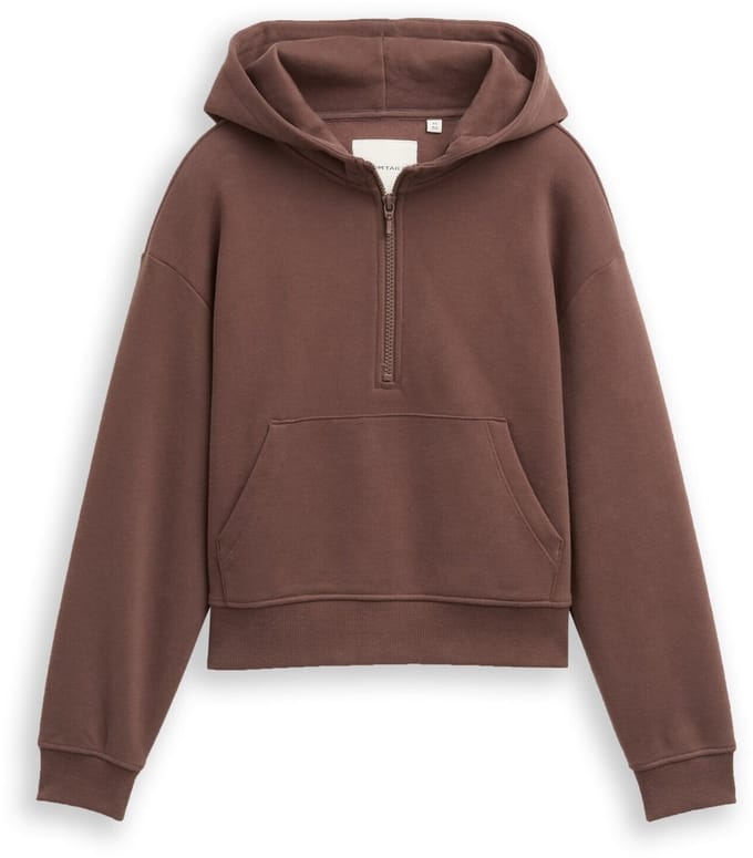 Tom Tailor - Hoodiesweatshirt met ritssluiting - Maat 128 - soft chocolate brown