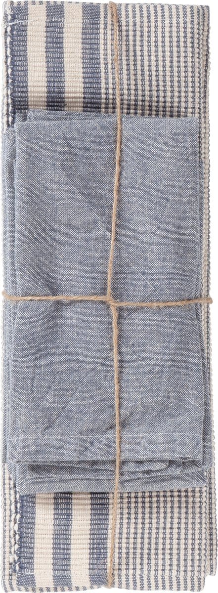 Linen & More  Set 4 Placemats en 4 Servetten  Katoen  Indigo Blauw