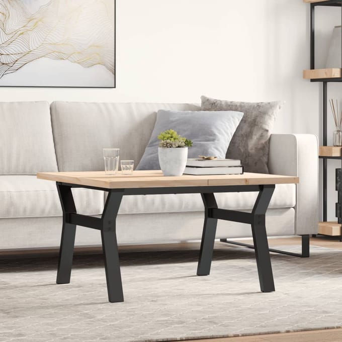 vidaXL - Salontafel - Y-frame - 80x80x45,5 - cm - grenenhout - en - staal