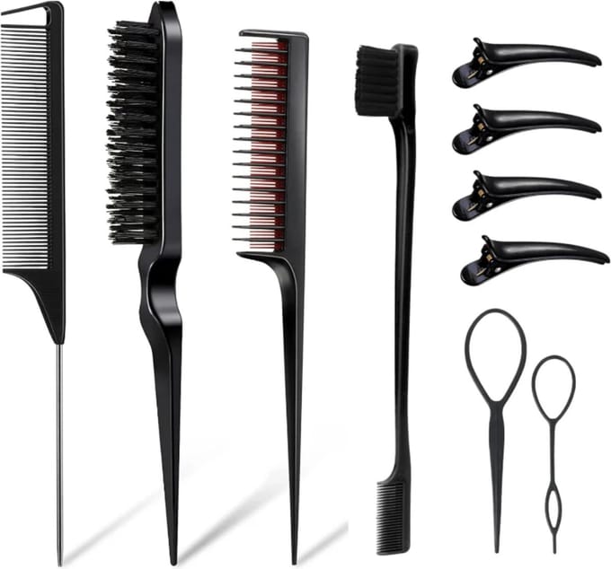 Cabantis 10-delige Haar Accessoires set – Haar – Kapper – Haarborstel – Wenkbrauw - Zwart