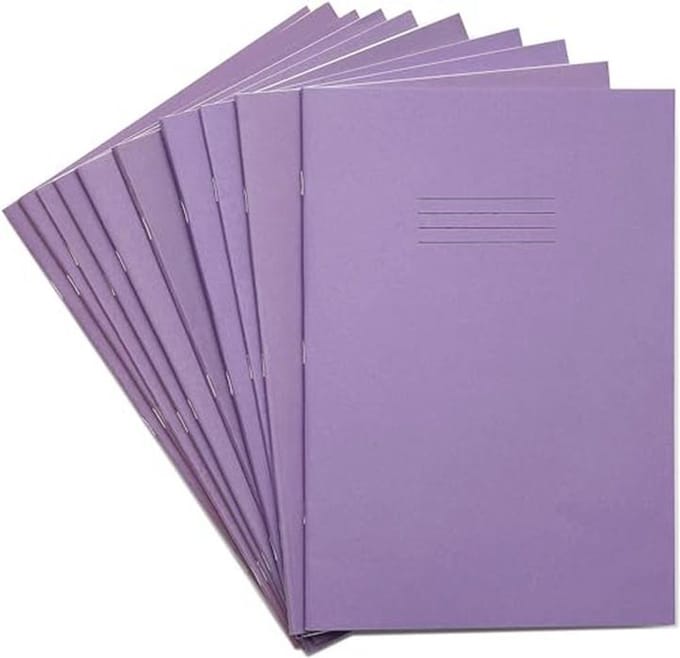 Oefenboek A4, 10 mm gengelt, 80 pagina's, lilak, 10 stuks