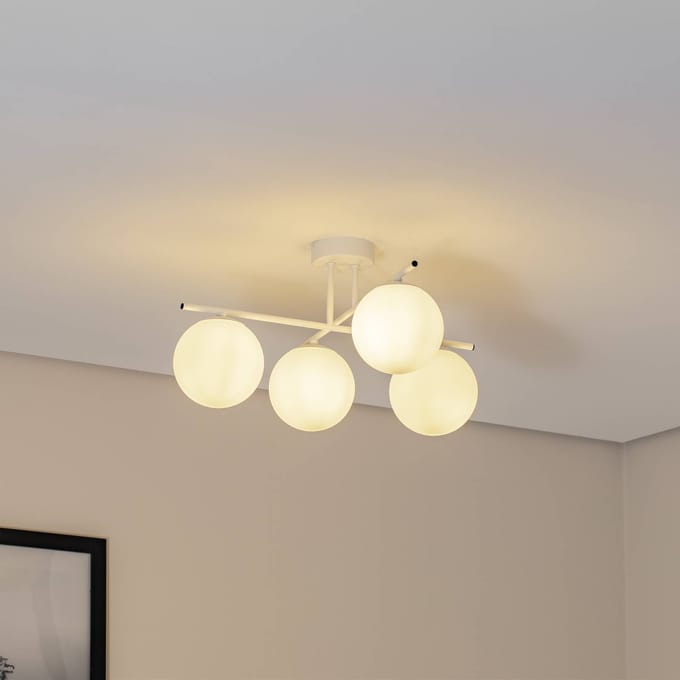 Domiluce Aurora plafondlamp, wit, Ø 50 cm, 4-lamps, glas, E14