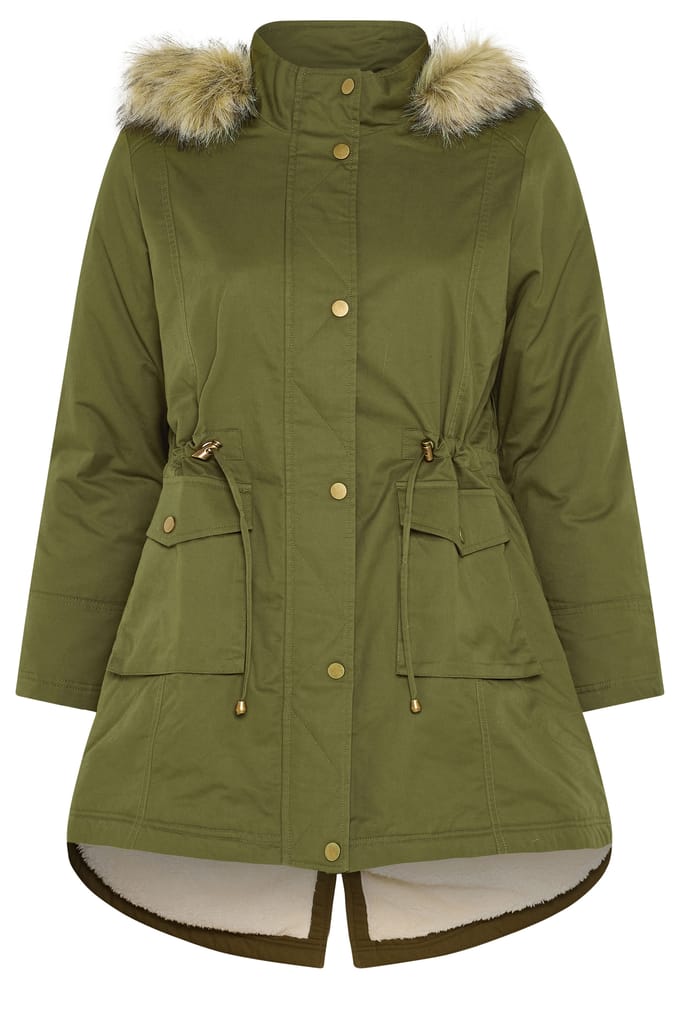 Yours Kakigroene Parka Met Nepbont Size 42