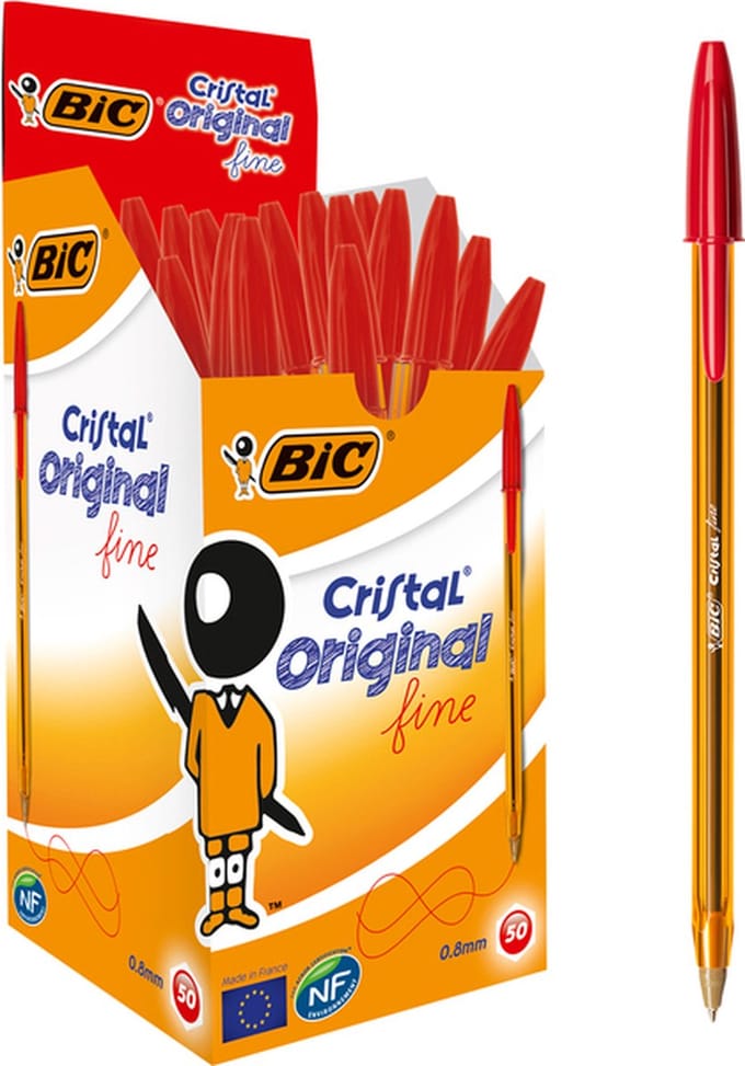 Pen Bic Cristal Fine Rood 0,3 mm (50 Stuks)