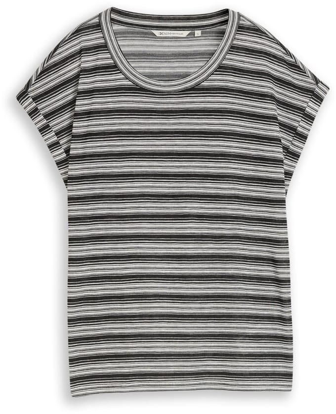 Tom Tailor Denim - T-shirt met streepjespatroon - Maat XXL - black white gradient stripe