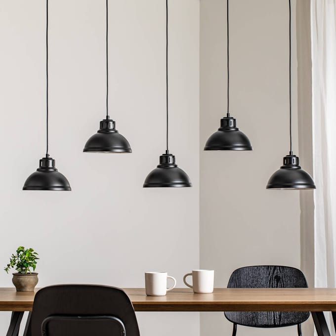 Sven Hanglamp Zwart Wit Metaal Industrieel Loft Stijl 5xE27