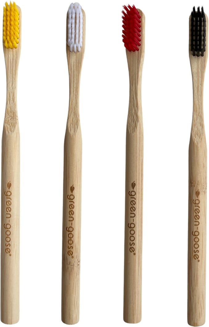 4 stuks | bamboe tandenborstel | wit | medium | biologisch afbreekbaar & recyclebaar