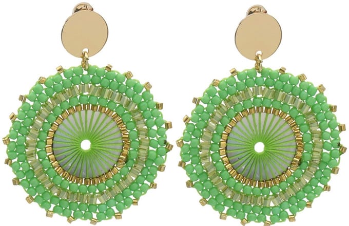 Oorbellen met glaskralen – groen – 5x4 cm