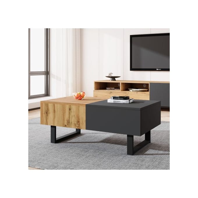 Moderne salontafel - MUVOE - Multifunctioneel - Verborgen opbergruimte - Hout en metaal - Elegant design