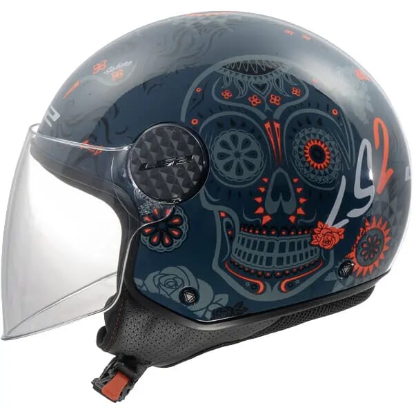 LS2 OF558 Sphere Lux II Maxca Kobalt Oranje Jethelm - Maat M - Helm