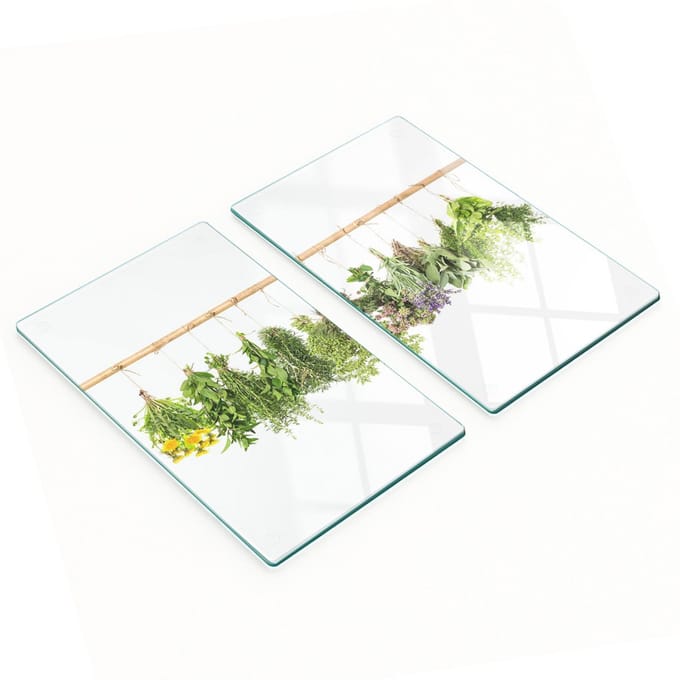 Decoratieve snijplanken van gehard glas met kruidenkoord, 2x30x52 cm