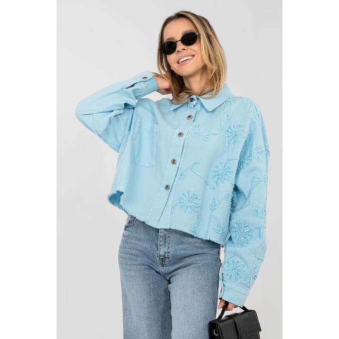 Flora Embroidered Jacket - Lichtblauw / One Size