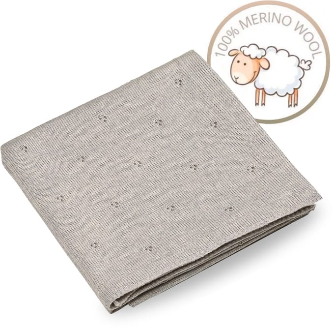 Babydeken van 100% merinowol – 75×100 cm - Grijs