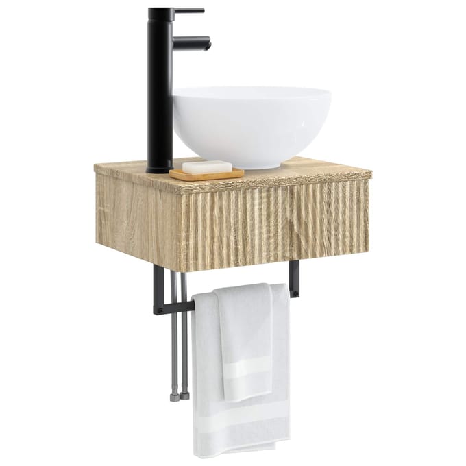 vidaXL - Wandgemonteerde - wastafel - Sonoma - Eiken - 40 - x - 35 - x - 39 - cm