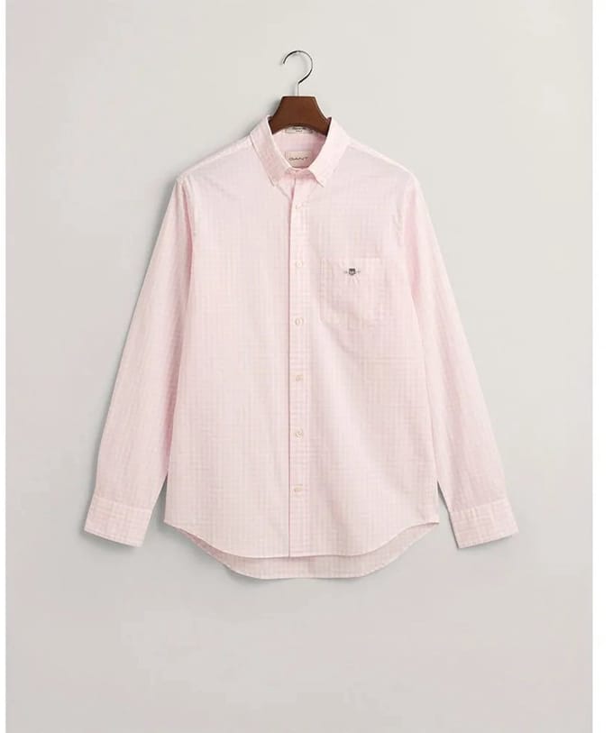 katoenen Gant overhemd roze geruit button-down normale fit