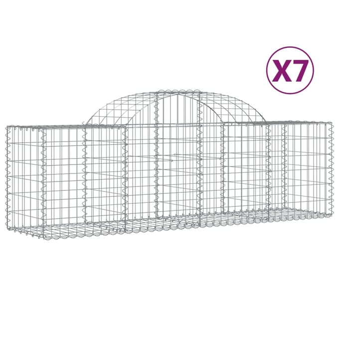 vidaXL - Schanskorven - 7 - st - gewelfd - 200x50x60/80 - cm - gegalvaniseerd - ijzer