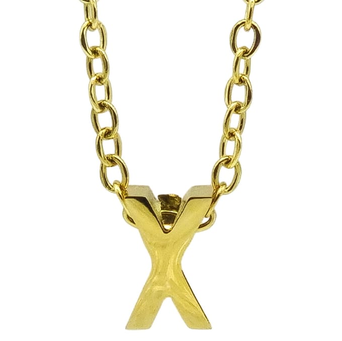 Initial ketting letter X - Minimalistisch - Goudkleurig Staal