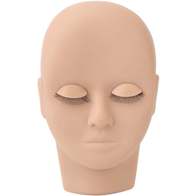 Wimper Mannequin Hoofd Make-up Wimperextension Oefenpop Hoofd met 3 Paar Verwijderbare Oogleden lichtbruine kleur