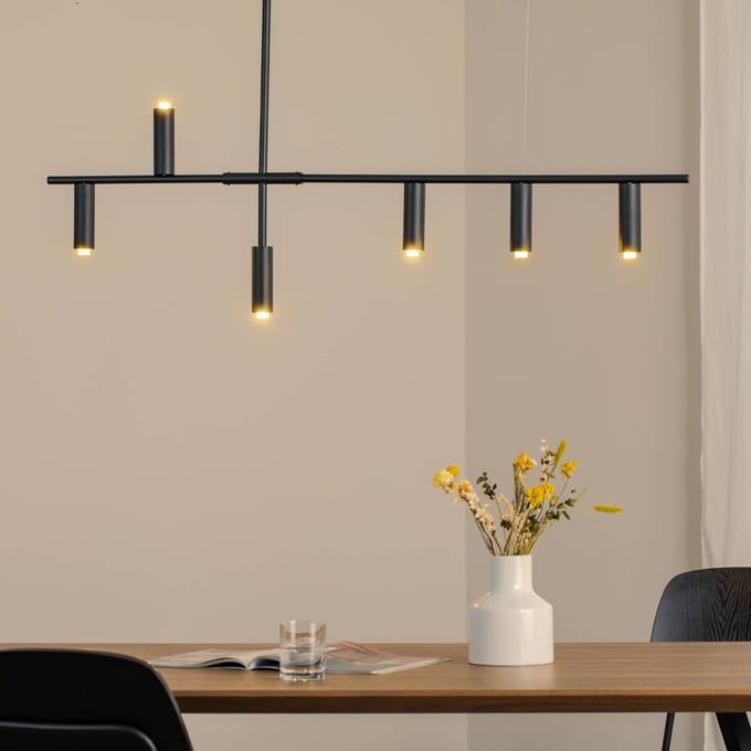 ALDEX Hanglamp Trevo 6 All Black, metaal, zwart, GU10