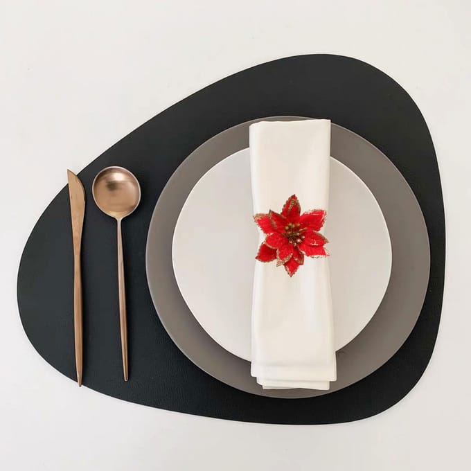 6 STUKS Servet Set Rood Elegant Kerst Bloem Servet voor Verjaardagsfeest Bruiloft brown