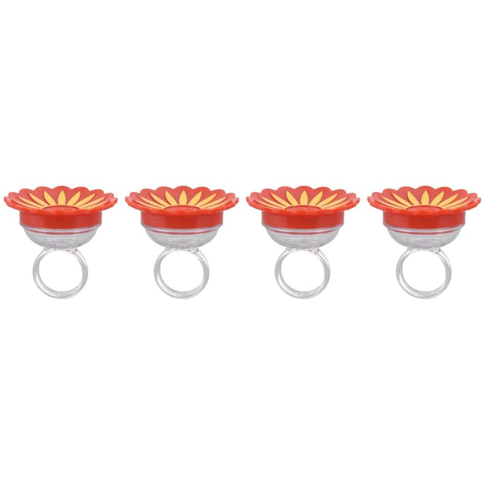 4PCS Mangeoire à Anneau pour Colibris Main Tenue Se Rapprocher Colorée Multifonction Compact pour red