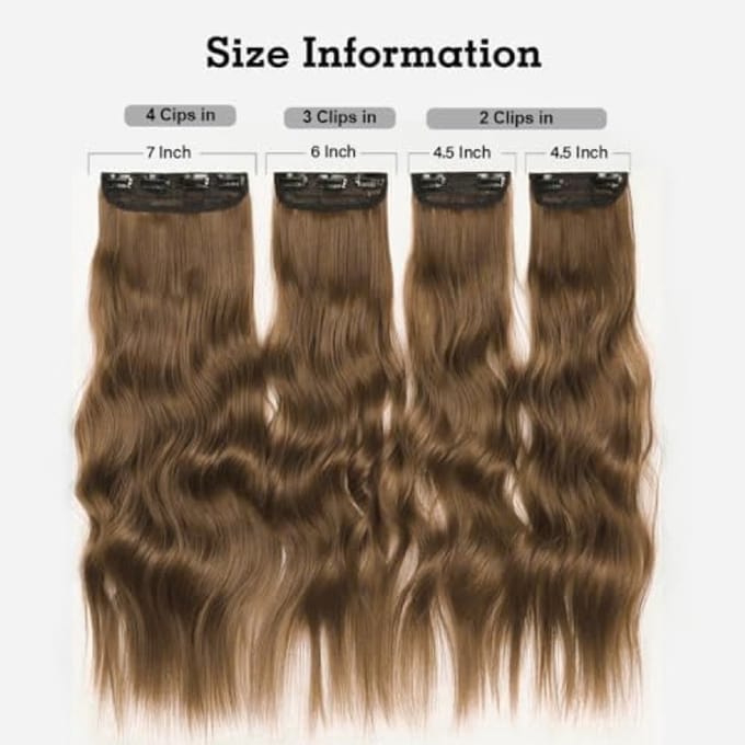 Clip-in haarextensies met golvend synthetisch haar - 24 inch