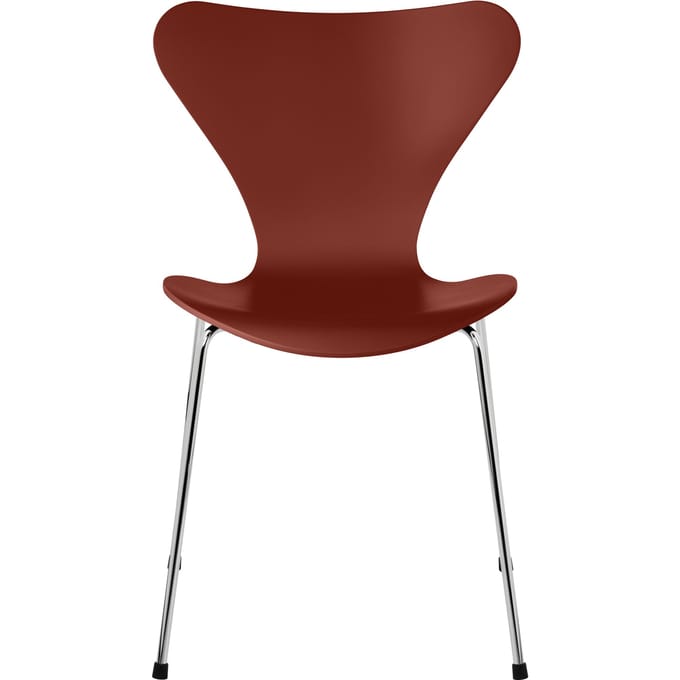 Fritz Hansen Serie 7 3107 Stoel - lak - venetian red - verchroomd