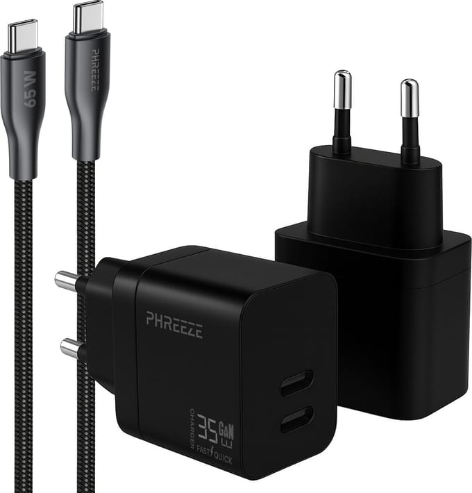 35w usb C adapter - Usb C naar usb C - 1 meter - Met oplaadkabel en twee usb c poorten snellader