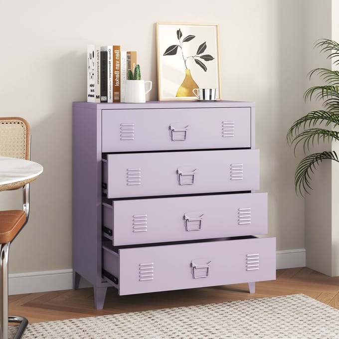 Ladekast Hämeenlinna commode met lades 92x80x40 cm lichtpaars [en.casa]