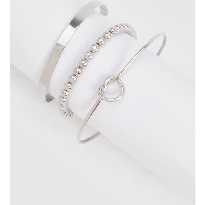 boohoo Dames Knoop Bangle Armband 3 Pack | Zilver