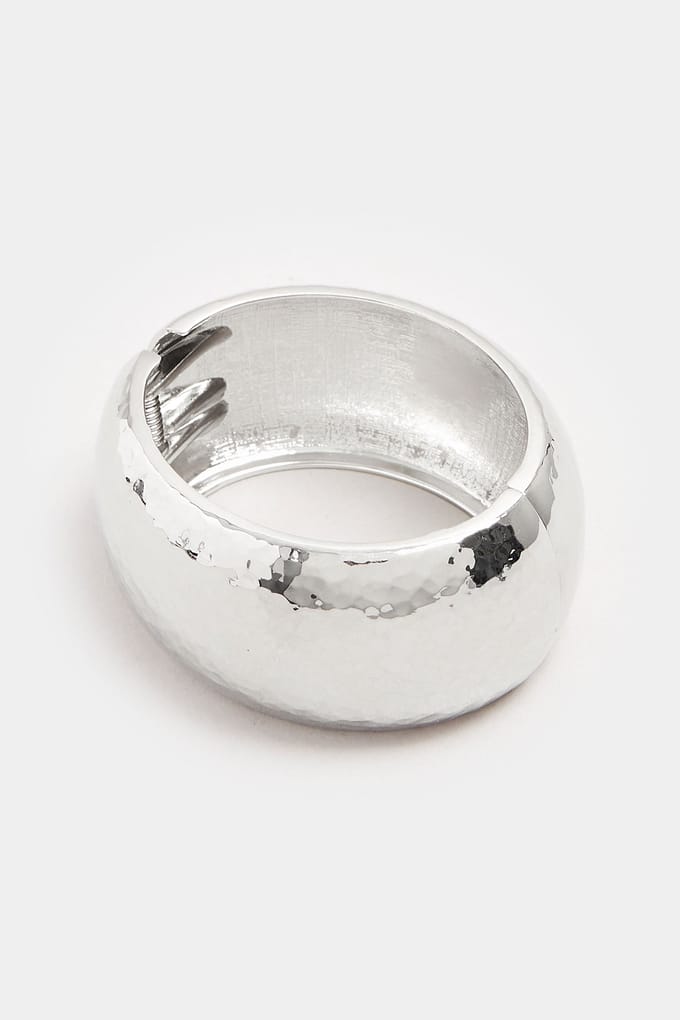 Yours Zilverkleurige Getextureerde Scharnierende Armbandsize One Size