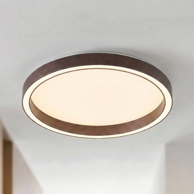 Lucande LED plafondlamp Rotundo, Ø 40 cm, bruin, dimbaar