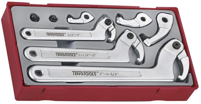 Haak- en pin sleutelset TT1 tray 8 delig Teng Tools