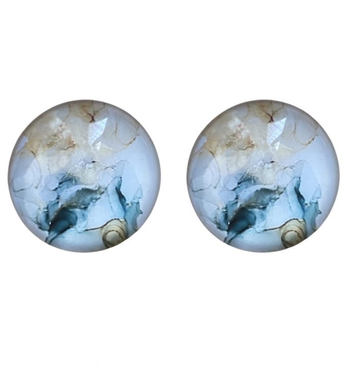clip oorbellen-Marlon-2 cm blauw geel