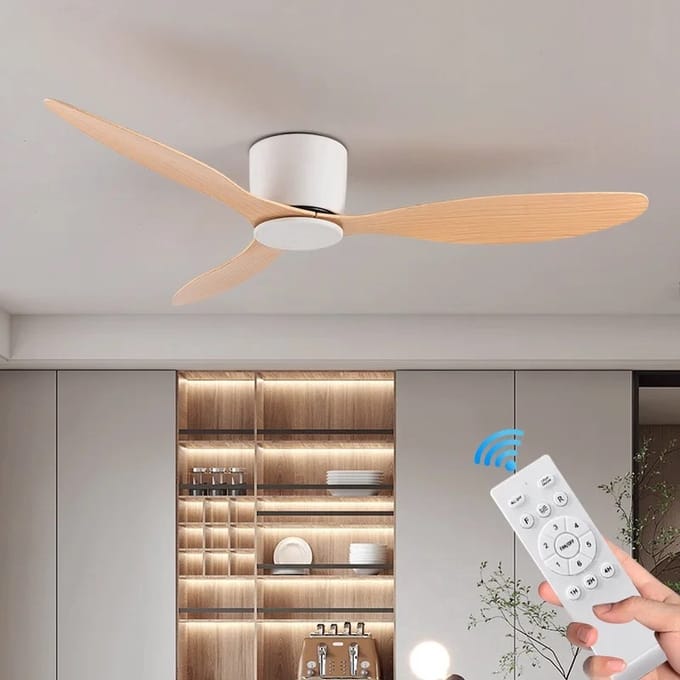 Kioki Plafondventilator - 106cm - Afstandsbediening + App besturing - Plafond Ventilator - Hout(look) - Slaapkamer - Timer - 6 standen - Plafonniere