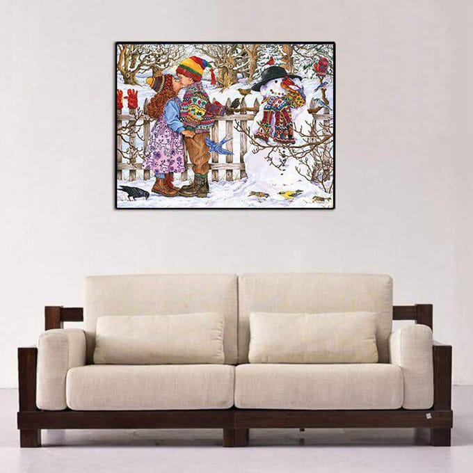 Peinture Diamant Baiser Romantique Premier Baiser Broderie Diamant Complet Foret Rond Strass 20X30CM gray