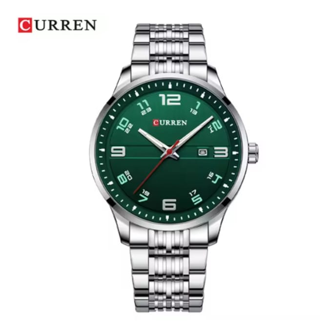 Curren - Horloge - Herenhorloge - Quartz - Groen - Zilver - 44mm - 8411
