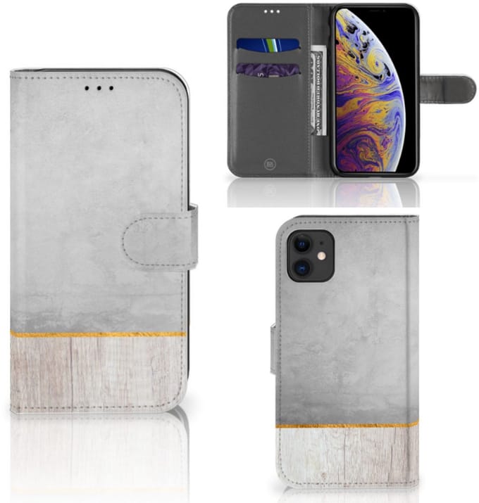 Apple iPhone 11 Book Style Case Wood Concrete