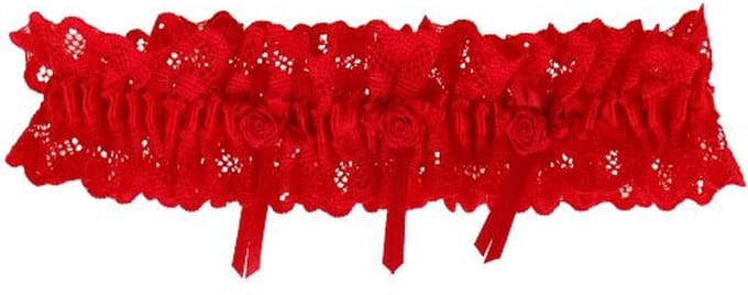Kousenband grote maat - rood kant