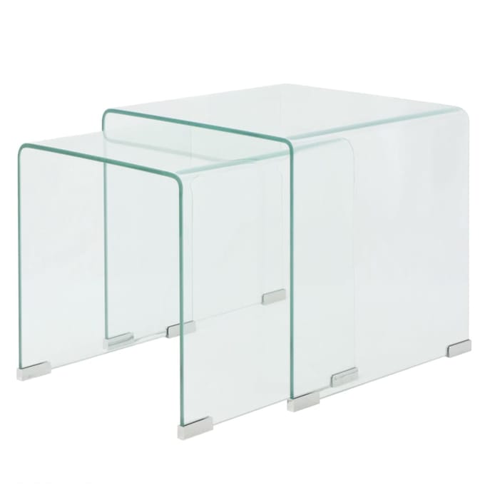 vidaXL - Bijzettafel - set - 2-dlg - transparant - gehard - glas