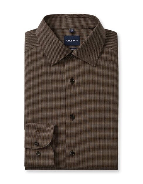 OLYMP Luxor 24/Seven Overhemd, Comfort Fit, New Kent, Nougat