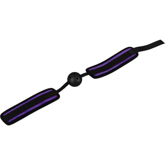 Rimba - Comfortabele ball gag - Zwart/Paars - Verstelbaar