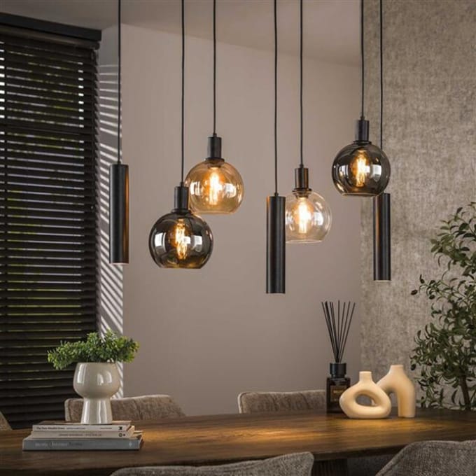 Hoyz Collection - Hanglamp Sfera Tricolore 4+3-lichts - Artic Zwart