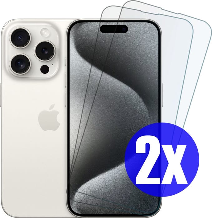 Screenprotector geschikt voor iPhone 15 Pro Max - Gehard Glas - Tempered Glass Armor Screen Cover - 2 Stuks