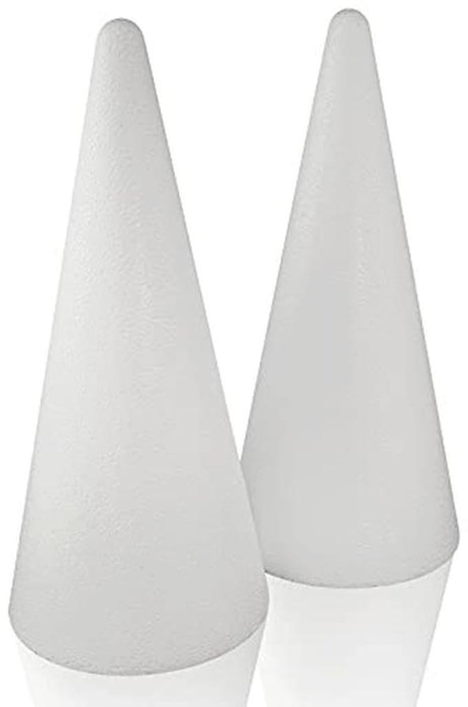 Piepschuim Kegels Ø 12 cm Hoogte 27 cm - Set van 2 Stuks - Creatief Handwerk
